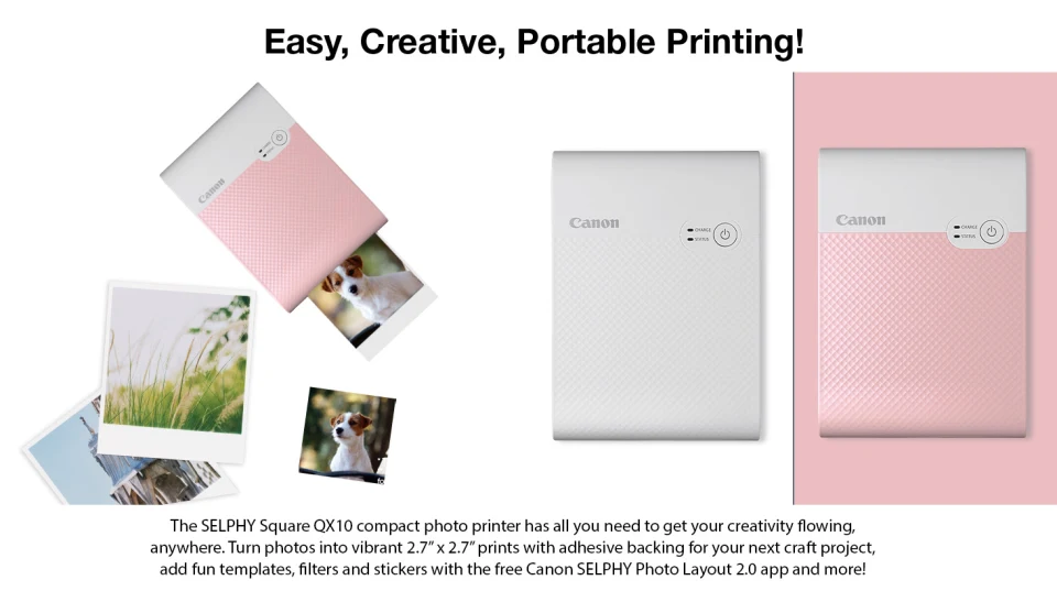Canon SELPHY QX10 Portable Square Photo Printer for iPhone or