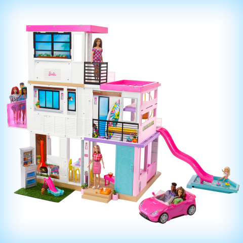 Barbie Dreamhouse 3.75 Ft Dollhouse With Pool Slide Elevator Lights Sounds Walmart