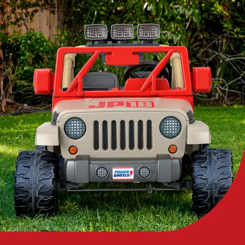 Power Wheels Jurassic Park Jeep Wrangler Ride On Car with Dinosaur Sounds Light Bar 2 Seater Walmart