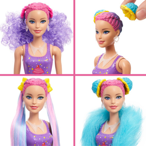 Barbie Color Reveal Glitter Hair Swaps Doll Glittery Pink with 25 Hairstyling Party Themed Surprises Including 10 Plug In Hair Pieces Gift for Kids 3 Years Old Up Walmart