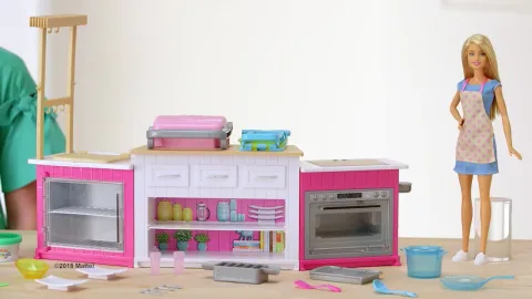 Barbie doll and kitchen set online