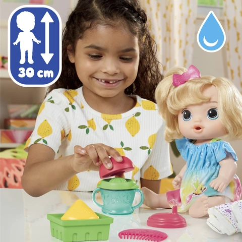 Baby Alive Fruity Sips Doll Apple Pretend Juicer Baby Doll Set Drinks Wets Toy for Kids 3 and Up Blonde Hair For ages 3 Walmart