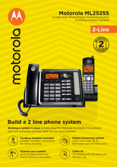 NEW Motorola 25255 2-Line Corded/Cordless Expandable Speakerphone Black