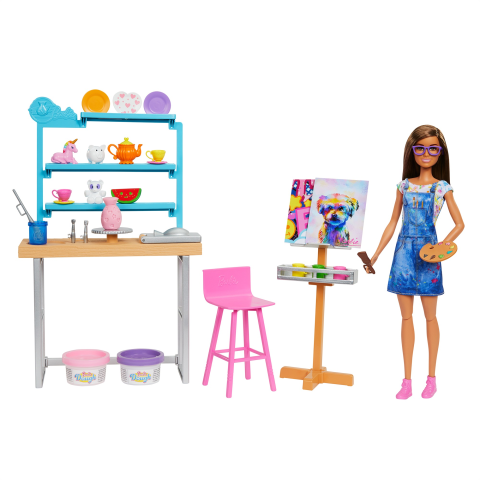 Barbie Relax and Create Art Studio Barbie Doll 11.5 inches 25 Creation Accessories for Pottery Making Painting Kids 3 to 7 Years Old Ages 3 Walmart