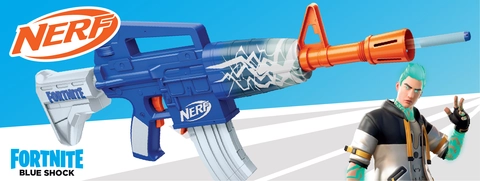 トイガン NERF FORTNITE BLUE SHOCK Nerf Fortnite Blue Shock Blaster, 10-Dart Clip, 10 Elite Nerf