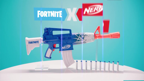 Nerf Fortnite Blue Shock Blaster, 10-Dart Clip, 10 Elite Nerf
