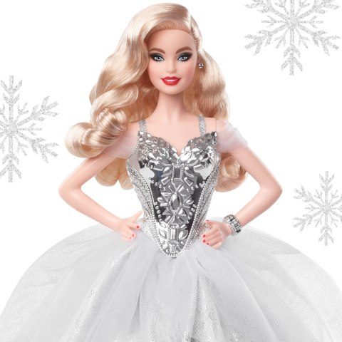 Barbie Signature 2021 Holiday Barbie Doll 12 inch Blonde Wavy Hair in Silver Gown Walmart