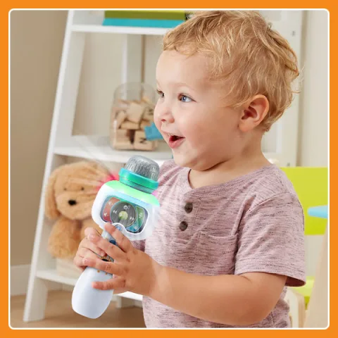 VTech - Super Micro Magic'Fun Noir, Microphone Karaoké Enfant Sans Fil, Micro Bluetooth Lumineux Qui Modifie la Voix et Change de Couleur, Jouet Musical, Cadeau Enfant Dès 2 Ans - Contenu en