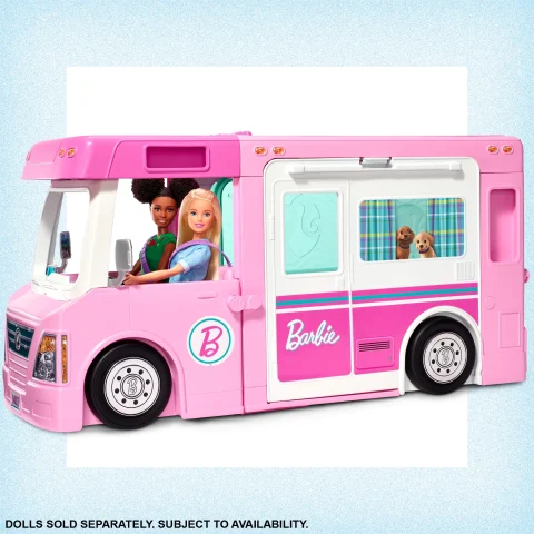 Barbie 3 in 1 DreamCamper Vehicle with Pool Truck Boat and 50 Accessories